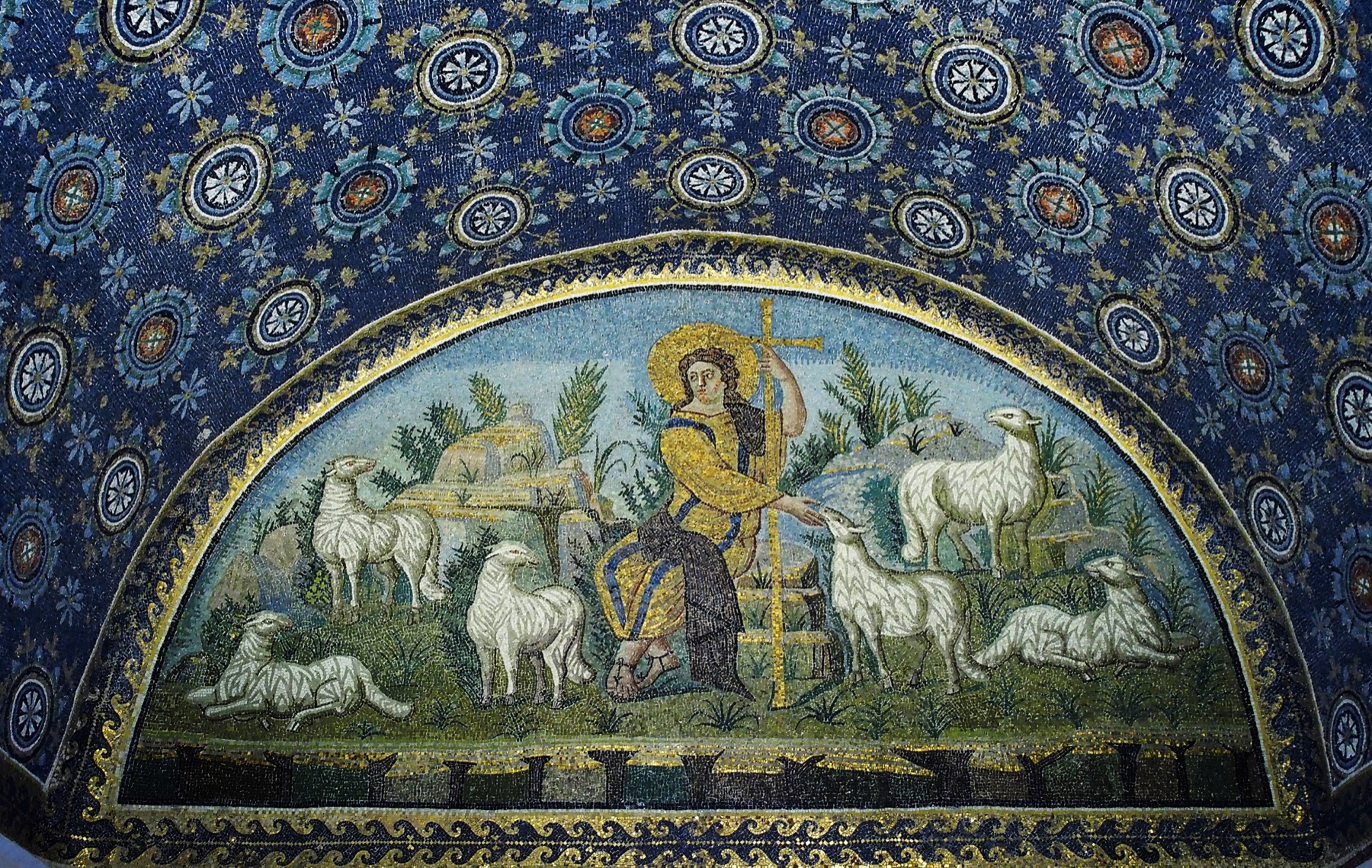 Mosaico del Buen Pastor en el mausoleo de Gala Placidia, Ravena