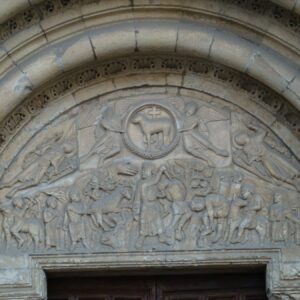 Timpano de la Puerta del Cordero en la basilica de San Isidoro de Leon