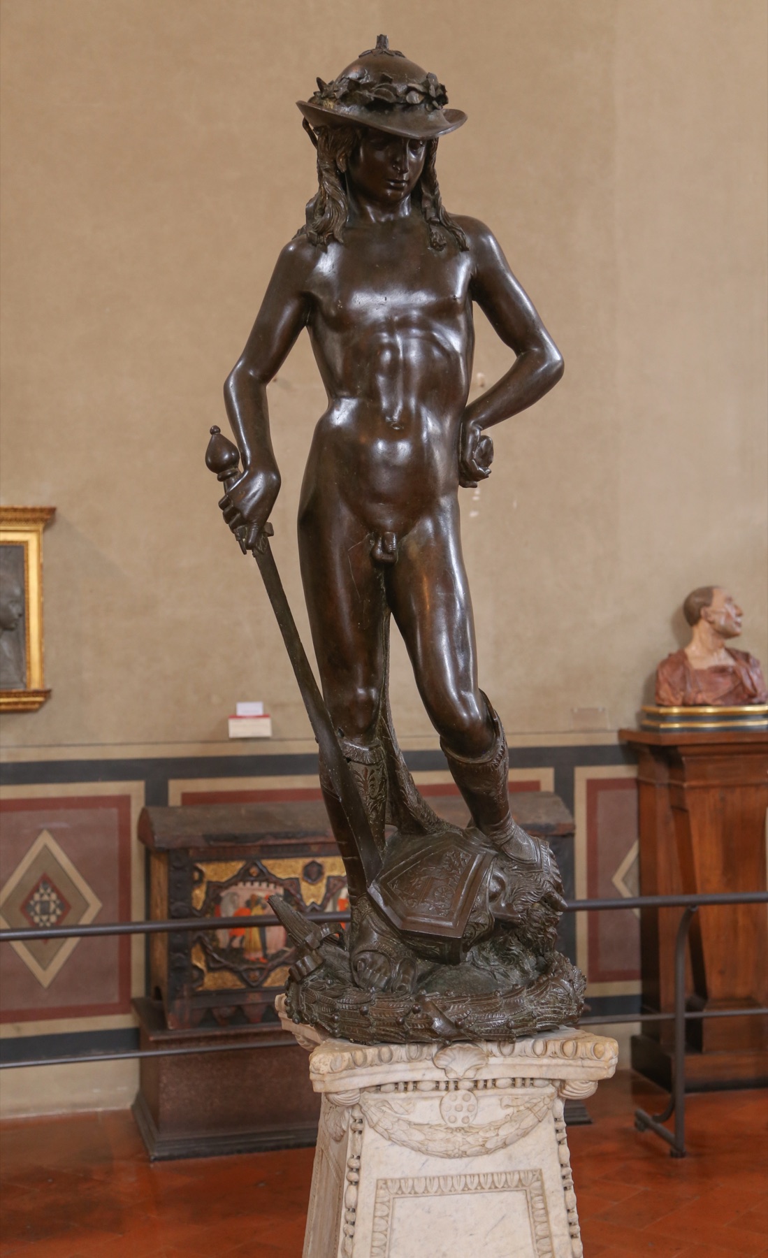 David de bronce de Donatello, en el Museo Nazionale del Bargello de Florencia
