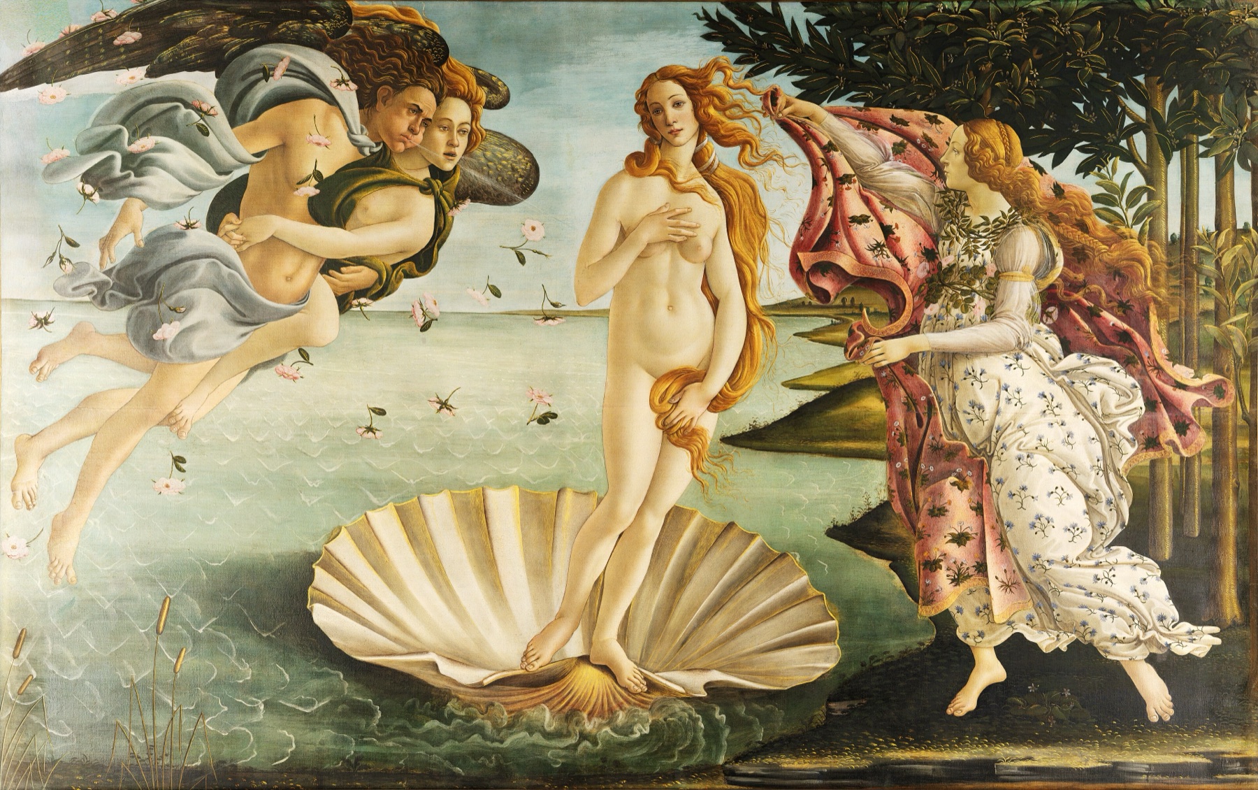 El nacimiento de Venus de Botticelli, en la Galería Uffizi de Florencia